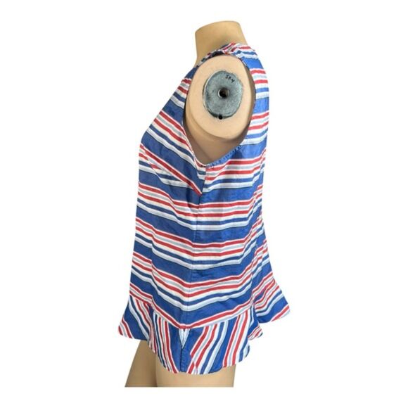 Tommy Hilfiger Women’s Red White Blue Striped Sleeveless Peplum Top Size Large - Picture 7 of 7